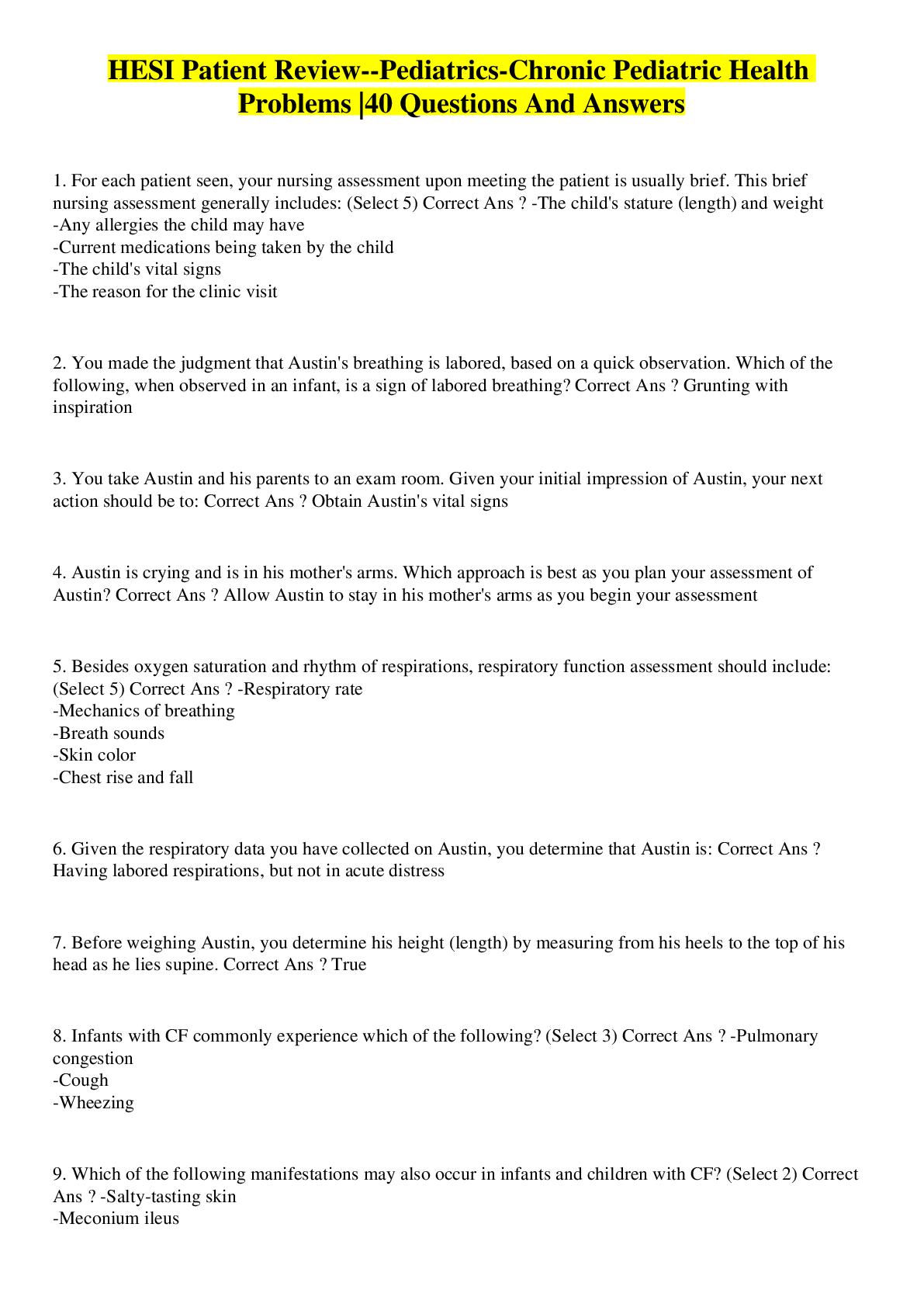 Preview image for HESI Patient Review: Patients at Risk _ Complete solutions (answered) fall 2021